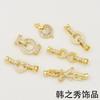 Hebilla de Lazo de Circonita Rellena de Oro de 18K con Perla Hebilla en Forma de Flor Accesorios de Joyería DIY Conexión de Cadena para Suéter Hebilla de Acabado Cabeza