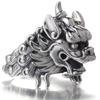 Design Vintage Estilo Nacional Prata Tailandesa Estilo Chinês Anel Tang Shizi Personalidade Masculina Agressivo e Vibrante Anel Ajustável