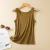 Camiseta sin mangas de algodón acanalado anti-exposición para mujer, Ropa interior de color liso para verano, Camisola pequeña, Prendas sin mangas
