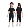 Conjunto de fitness de manga curta de secagem rápida transfronteiriço para esportes ao ar livre, unissex e infantil, roupa térmica de treinamento, respirável e justa ao corpo