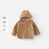 Chamarra de polar para bebé con capucha, suave y gruesa, para niños y niñas, abrigo de otoño e invierno, forrada de polar, prenda superior cálida