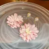 Pendientes de Borla de Flor de Perla Rosa Plateada Clavos de Oreja Pequeños Frescos Estilo Mori Accesorios de Oreja de Alta Gama Moda Venta al por Mayor