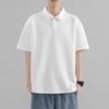 Camisa Polo Azul Marinho Pesada Manga Curta Masculina Verão Fresca Estilosa Gola Reversível Meia Manga Camiseta Cleanfit Cinco