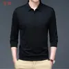 Camisa POLO Casual para Hombre de Manga Larga 2025, Camiseta con Cuello Camisero, Top Básico de Negocios para Hombre, Estilo Ligeramente Maduro