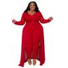 N7970 Ropa de Mujer Talla Grande Europea y Americana Transfronteriza Amazon Nuevo Bolsillo Manga Larga Costuras Pantalones Elásticos Mujer