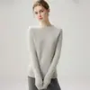 Suéter de cachemira suelto de punto trenzado con cuello redondo, simple y casual, suave y cómodo, jersey versátil de color liso y manga larga