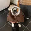 Bolso Mate de Alta Gama para Viajes de Otoño e Invierno 2026 con Lana de Cordero, Bolso Cruzado Versátil para Hombro y Axila