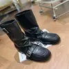 Botines Retro de Gamuza Maillard 2026 para Mujer con Doble Hebilla de Caña Media Botas Vaqueras Occidentales Botines Cortos