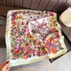 Pañuelo Estampado Estilo Francés Floral Imitación Seda, Chal de Gama Alta, Pañuelo para el Cuello Protección Solar, Pañuelo Cuadrado Pequeño, Pañuelo para la Cabeza, Bufanda para Mujer