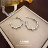 Nuevos Pendientes de Zirconia Estilo Chino Bambú Forma de C, Pendientes Versátiles Minimalistas de Nicho, Pendientes de Diseño de Nicho