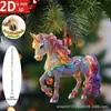 Pendente Decorativo de Árvore de Natal Cavalo Dourado Lindo Galopante Transfronteiriço Acrílico Presente de Feriado Chaveiro de Mochila