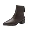 Botines Chelsea ajustados estilo coreano botines punta fina otoño cremallera trasera botines cortos tacón grueso botines cortos moda mujer 2026