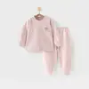 Conjunto de Ropa de Otoño para Bebé con Forro de Felpa, Ropa Interior Térmica Engrosada para Bebés, Ropa Cómoda Cálida para Niños, Pijama Separado para Invierno