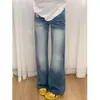 Jeans Acampanados Retro Estilo Americano Talla Extra para Mujer, Primavera y Otoño, Corte Holgado, Adelgazantes, de Cintura Alta, Pierna Recta, Pierna Ancha, Pantalones Largos hasta el Suelo