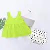 Traje Casual de Algodón Puro con Lunares para Bebé Niña 2026 Conjunto de Verano Top sin Mangas para Niñas Pantalones Anchos de Lunares Conjunto de Dos Piezas