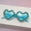 2025 Nuevas Gafas de Corazón de Mosaico Color Diamante Gafas de Sol para Mujer Gafas de Sol para Fiesta de Bola de Amor Venta al por Mayor