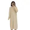 Nuevo Vestido de Punto con Capucha para Mujer Otoño e Invierno 2025 Estilo Coreano Abrigo para Mujer Petite con Falda de Longitud Media para Mujer