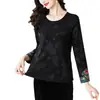 Garantía de Calidad Sin Bolitas Elegante Madre Otoño Nuevo Estilo Chino Estilo Nacional Jacquard Camiseta Nueva Capa Interior Camisa Base para Mujeres