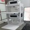Soporte pequeño para impresora de mensajería de escritorio, estante de almacenamiento para escritorio de computadora, soporte de almacenamiento de doble capa para papel térmico de códigos de barras
