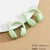 Auriculares con Orejas de Gato Dibujos Animados Cuentas Perforadas Pintura Acrílica Recubierta Cadena de Teléfono Pulsera Accesorios de Joyería DIY Materiales