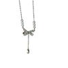 Collar elegante y sencillo de circonita con diseño de nicho de cadena de clavícula con lazo de perla de lujo para mujer