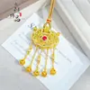Colgante Cerradura de Borla Estilo Dragón y Fénix Chino Antiguo con Esmalte Chapado en Oro y Diamantes de la Joyería Zhongqian