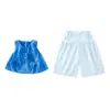 Conjunto de Verano para Niña 2026 Nuevo Verano Infantil Azul Klein Lazo Pantalones Rayados para Bebé Conjunto de Dos Piezas