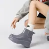 Botas de Chuva para Mulheres, Botas de Chuva Fashion com Solado Grosso para Uso Externo, Sapatos Impermeáveis de Cano Curto, Novos Sapatos de Trabalho, Sapatos de Borracha Antiderrapantes que Aumentam a Altura
