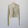 Ropa Hongmi/ Cárdigan fino de punto Tencel con cuello en V y manga larga para mujer, chaqueta de protección solar de verano