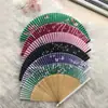 Abanico Plegable Grande Rosa al por Mayor para Danza Tradicional China, Abanico de Bambú Publicitario de Tela de Seda Impreso por Ambos Lados