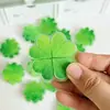 Clip acrílico PP de trébol de cuatro hojas de la suerte, estilo ins de dibujos animados de alta apariencia, clip para planificador de estudiante de doble cara para notas y fotos