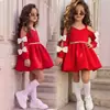 Vestido de niña transfronterizo, ropa nueva para niños, vestido de niña azul cian con lazo sin hombros, vestido de princesa, vestido de fiesta