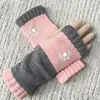 Guantes Personalizados para Otoño e Invierno, Guantes de Punto Cálidos y de Moda para Mujer, Moda Transfronteriza Guantes Bordados Patchwork Cálidos