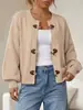 En StockNuevo Cárdigan de Punto con Botones de Cuerno Estilo Europeo y Americano Nicho Vintage para Mujer, Otoño e Invierno, Moderno y Adelgazante, Suave y Acogedor