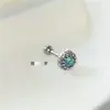 Nuevo pendiente de botón de circón azul brillante exquisita mariposa de amor destello pendiente de botón para chica popular