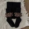 Leggings para Niña Estilo Nuevo Primavera y Otoño 2026 con Rayas Verticales y Adorno de Encaje, Mallas para Bebé para Uso en Exteriores, Leggings para Niños