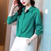 Camisa Elegante Profissional Manga Longa Estilo Coreano Feminina 2025 Verão Nova Cor Sólida Camisa para o Trabalho Top Versátil