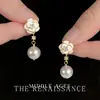Pendientes de Camelia Blanca Esmaltada Vintage con Goteo, Suaves y Elegantes, Pendientes de Alta Gama para Mujer