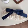 Pinza para el Cabello de Encaje con Bloques de Color Estilo Coreano de Gama Alta, Pinza Elegante Estilo Academia Femenina