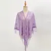 Nuevo chal pañuelo triangular de encaje para mujer, primavera y verano, color liso, hueco, con flecos, bufanda triangular para mujer, venta al por mayor transfronteriza europea y americana