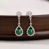 Yuebao Joyería Jadeíta Natural Plata de Ley S925 Gota de Agua Ovalados Pendientes de Botón de Plata de Lujo Ligero al por Mayor