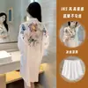 Popular de alta qualidade luxo leve estiloso seda gelada vestido camisa pijama feminino verão novo luxuoso roupão de dormir roupa de casa conjunto fino