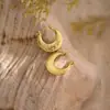 Brincos de Tarraxa Sólidos Martelados Geométricos Irregulares de Aço Inoxidável, Simples e Versáteis, Banhados a Ouro 18K, Transfronteiriços