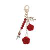 Llavero con borla de flor de camelia de resina estilo Ins, colgante de flor de hoja, colgante decorativo para bolsa de auriculares de niña