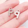 26 Letras Capitales Incrustadas con Diamantes en Inglés, Accesorios de Joyería de Aleación de Zinc K Blanco, Colgantes para Bricolaje, Pendientes, Pulseras, Colgantes