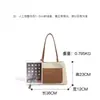 Nova Bolsa de Ombro Versátil, Bolsa Casual Patchwork de Axila, Couro Genuíno, Bolsa Tote de Linho de Grande Capacidade para Mulheres, Adequada para Trabalho e Deslocamento