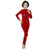 Conjunto de Ropa Interior Térmica de Otoño e Invierno para Mujeres de Mediana Edad y Mayores, Suéter Base de Algodón Versátil de Talla Grande