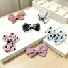 Presilha de cabelo com poá e laço, doce e feminina, presilha para rabo de cavalo meio preso, penteado de coque elegante, estilo retrô, presilha de cabelo versátil