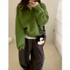 Suéter Vermelho de Gola Polo Grossa Estilo Japonês para Mulheres, Tricô Novo Outono e Inverno com Gola Reversível, Top Casual