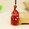 Colgante de Ágata Roja Tipo Hielo de Guanyin Buda, Hebilla de Paz de Jaspe Rojo, Pixiu, Colgante de Jade Ruyi, Venta al por Mayor para Fuentes de Transmisión en Vivo